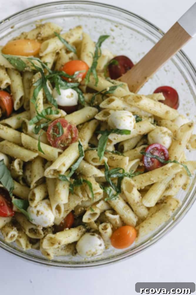 Vibrant Caprese Pesto Pasta Salad (GF Option) 1 featured 13383