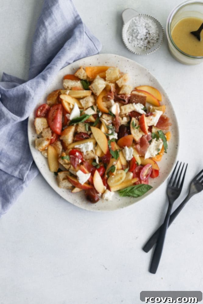 Juicy Peach and Crispy Prosciutto Panzanella 1 featured 13428