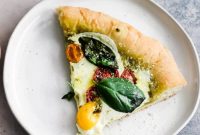 10-Minute Dough Pesto Caprese Pizza