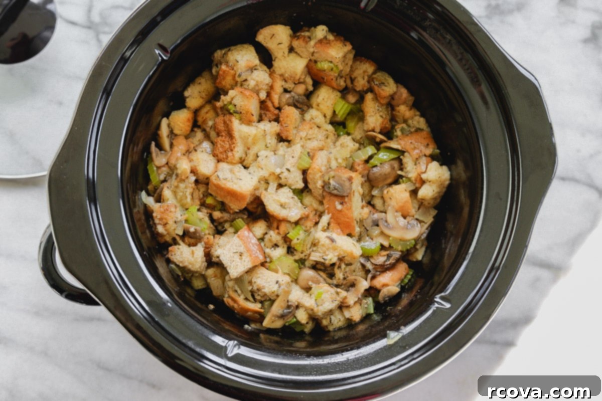Stress-Free Slow Cooker Mushroom Stuffing 1 featured 17895