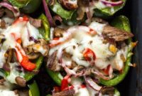 Low Carb Philly Cheesesteak Stuffed Peppers