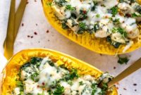 Chicken, Spinach and Artichoke Stuffed Spaghetti Squash
