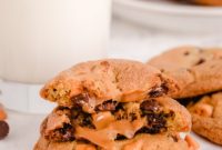 Chocolate Chip Cookies with a Gooey Caramel Heart