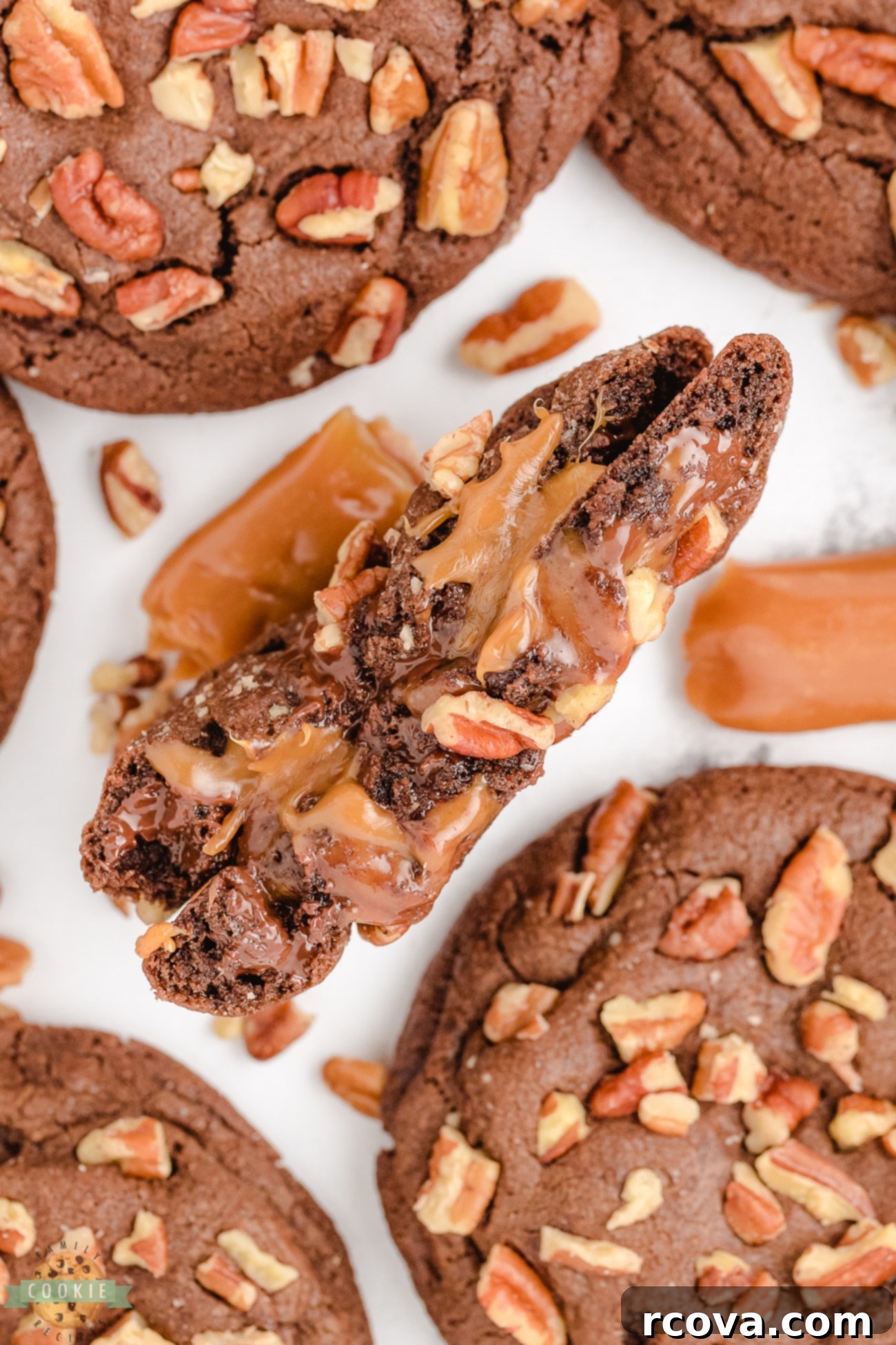 Gooey Caramel Pecan Chocolate Cookies 1 featured 4258