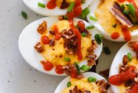 Fiery Sriracha Bacon Deviled Eggs