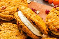 Spiced Pumpkin Cranberry Oatmeal Sandwich Cookies