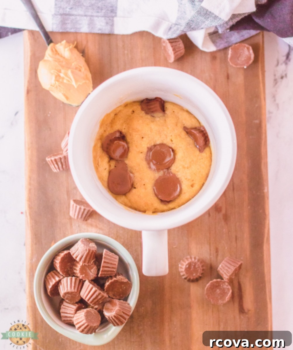 Quick Peanut Butter Mug Cookie 1 featured 7245