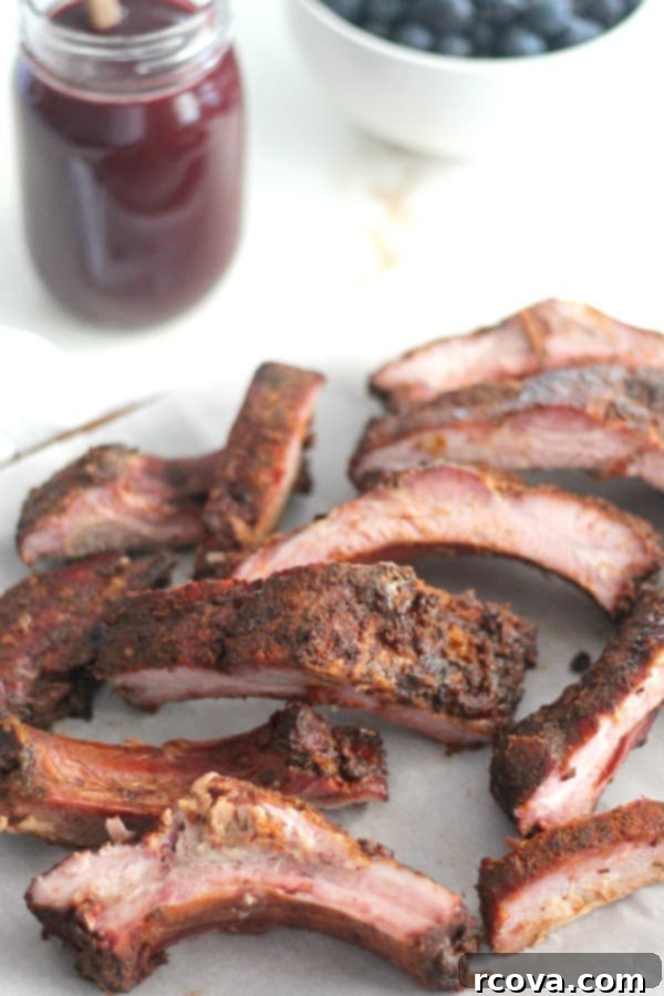 Sticky Sweet Blueberry Maple BBQ Ribs 1 featured 7340