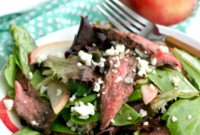Seared Steak & Grilled Peach Salad with Balsamic Drizzle