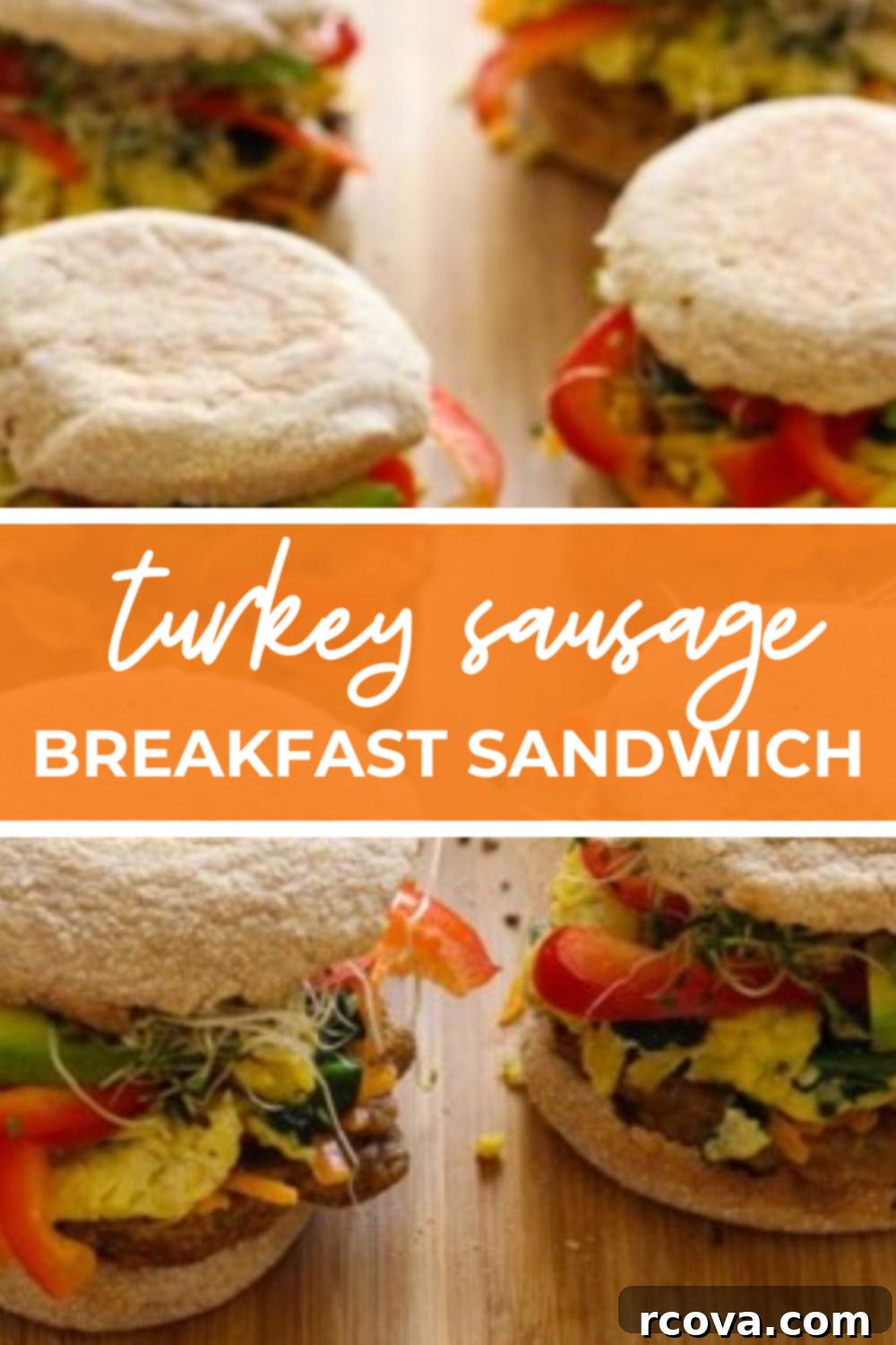 Turkey Sausage Sunrise Sandwiches 10 Two hands holding a fresh Turkey Sausage Breakfast Sandwich