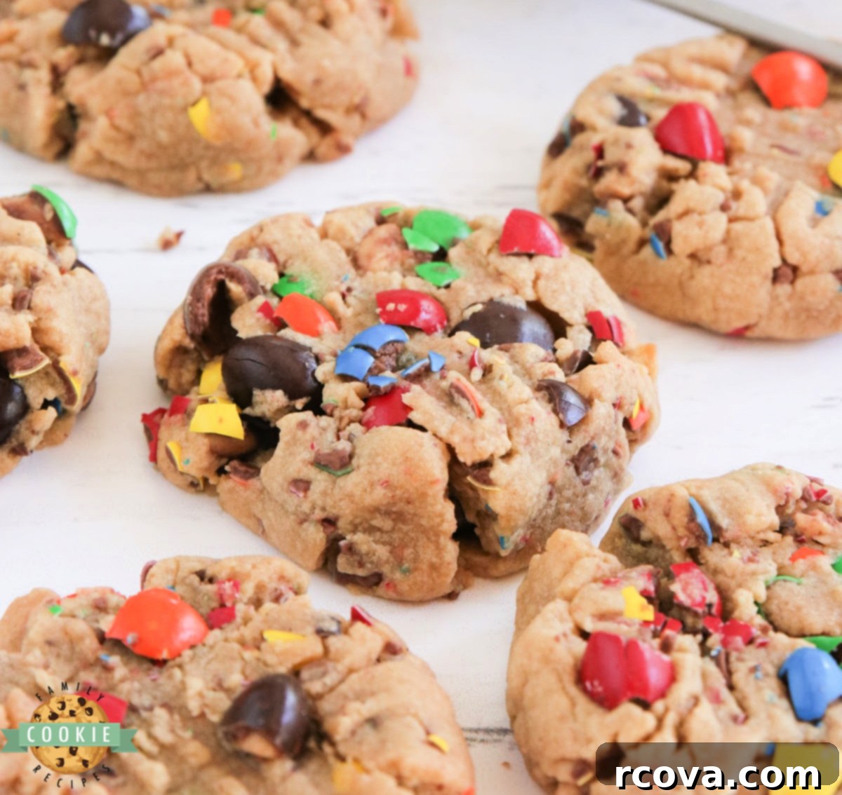 Peanut Butter M&M Cookie Perfection 2 These soft and chewy Peanut Butter M&M Cookies are loaded with rich peanut butter flavor and colorful candy for a fun, easy, and delicious treat!