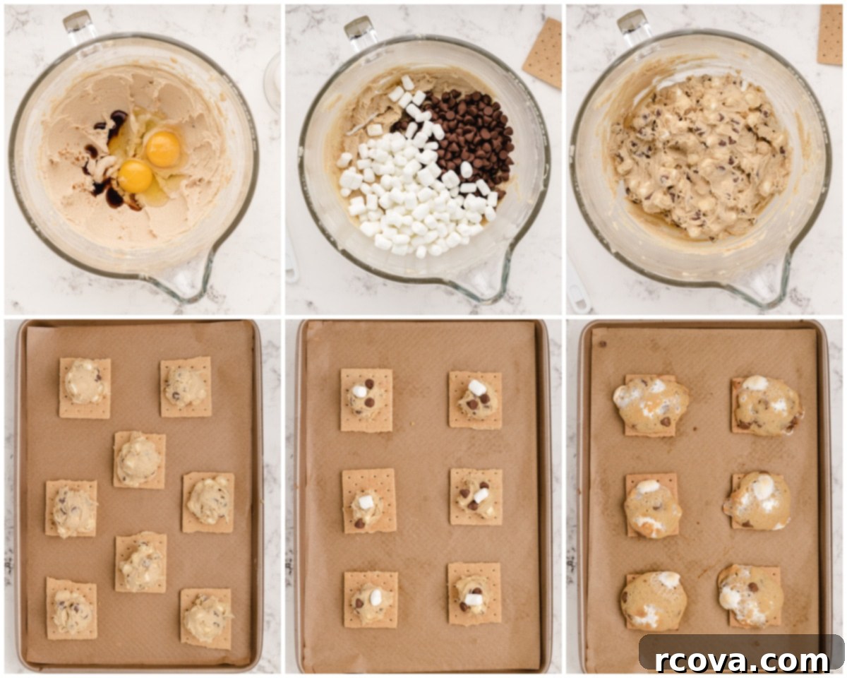 Chocolate Chip S'mores Cookies 6 Step-by-step image illustrating how to prepare the graham cracker bases for s'mores cookies