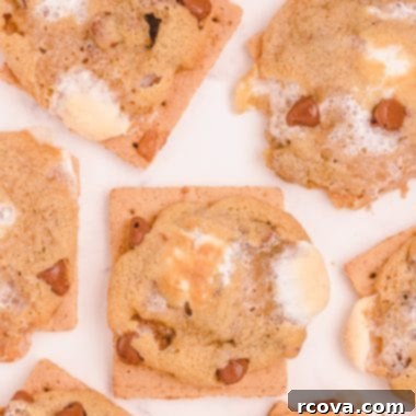 Chocolate Chip S'mores Cookies 9 chocolate chip s'mores cookies on graham crackers for a delicious dessert