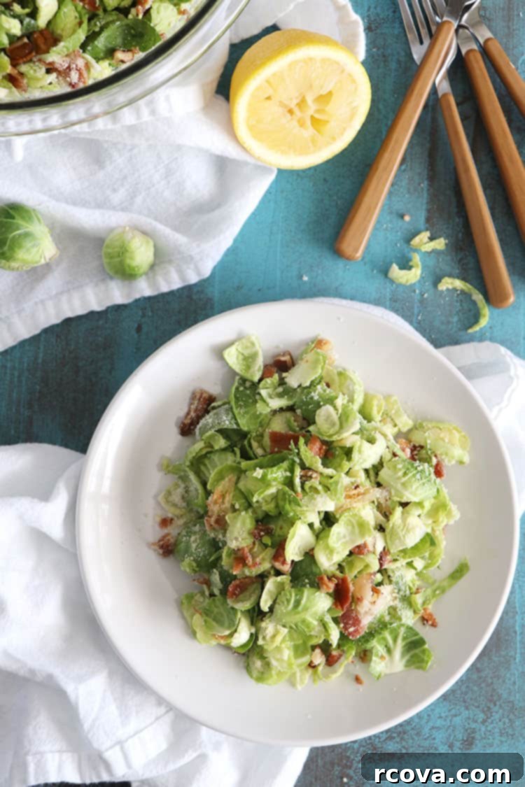 Golden Shallot & Smoky Bacon Brussels Sprouts Salad 2 Freshly prepared Brussels Sprouts Salad with bacon and shallots
