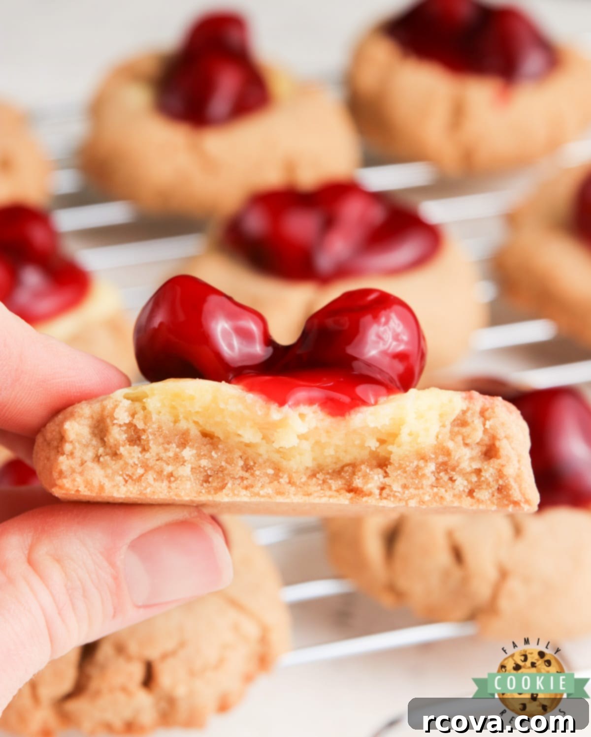 Cheesecake Stuffed Cookies 8 Graham cracker cookie with cheesecake filling and cherries on top