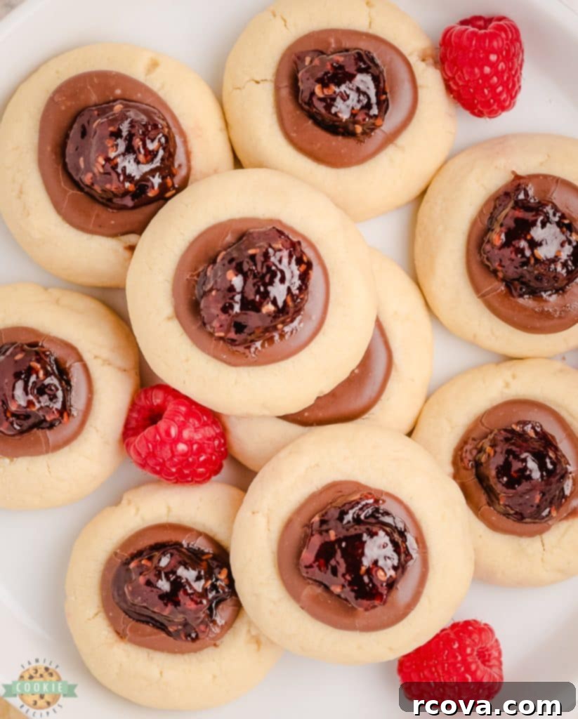 Decadent Chocolate Raspberry Thumbprints 3 chocolate raspberry Thumbprint cookies