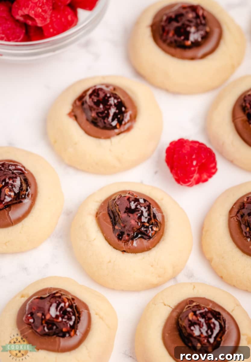 Decadent Chocolate Raspberry Thumbprints 7 raspberry thumbprints with chocolate