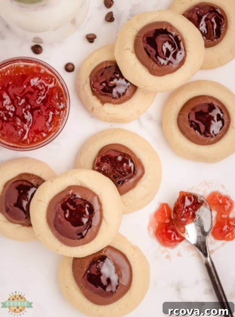 Decadent Strawberry Chocolate Thumbprints 2 chocolate strawberry thumbprint cookies