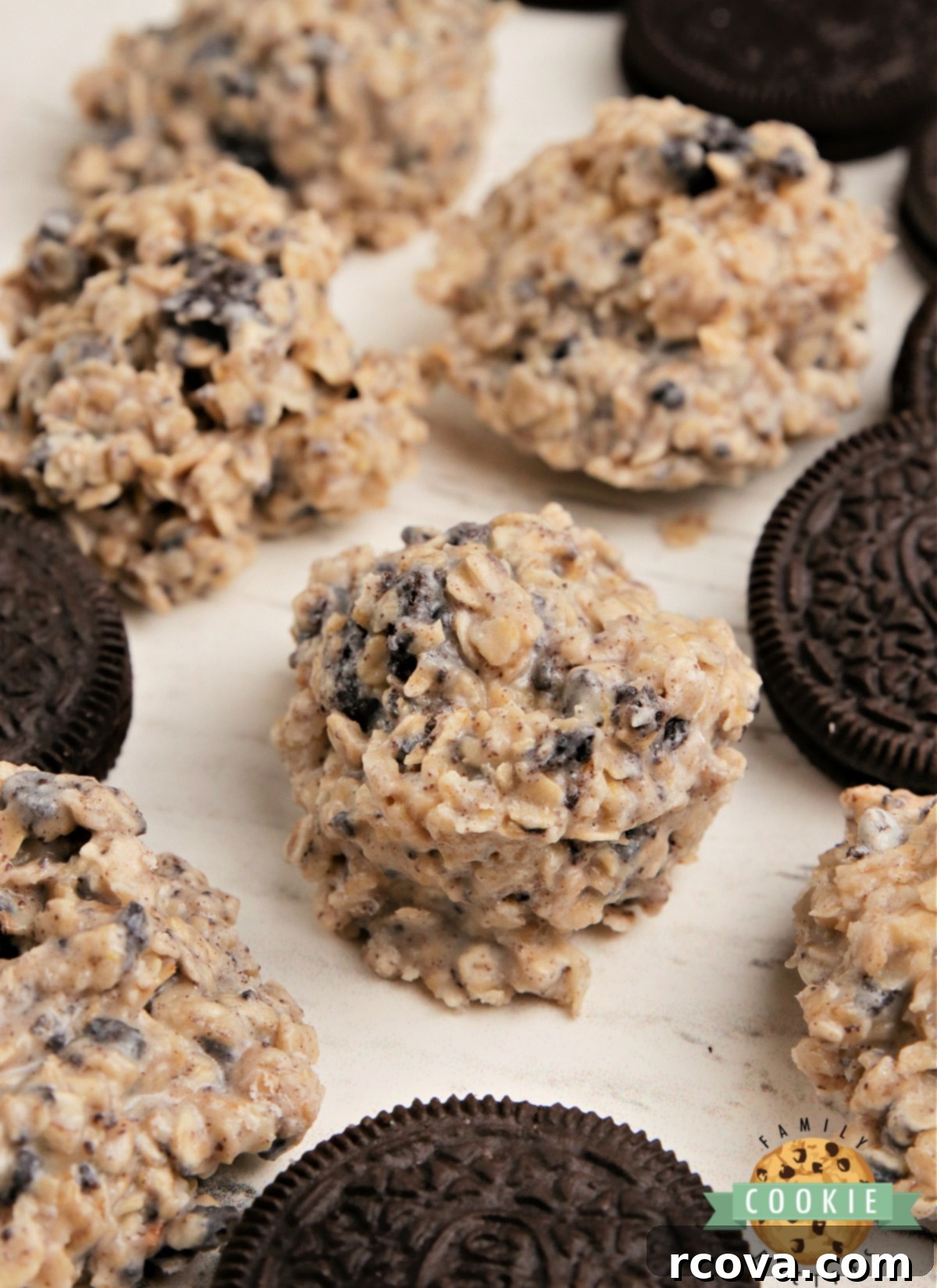 No-Bake Oreo Delights 8 A plate of Cookies and Cream No Bake Cookies, ready for enjoyment.