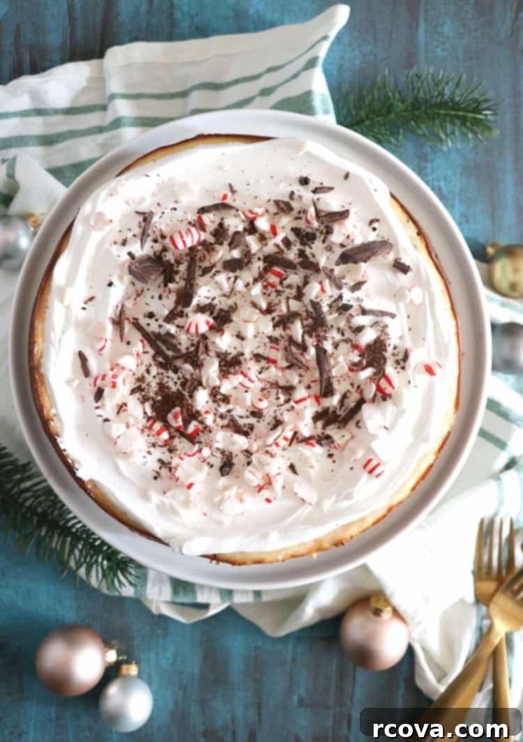 Peppermint Crunch Cheesecake 2 Crushed Peppermint Cheesecake, a smooth and creamy dessert for the holidays