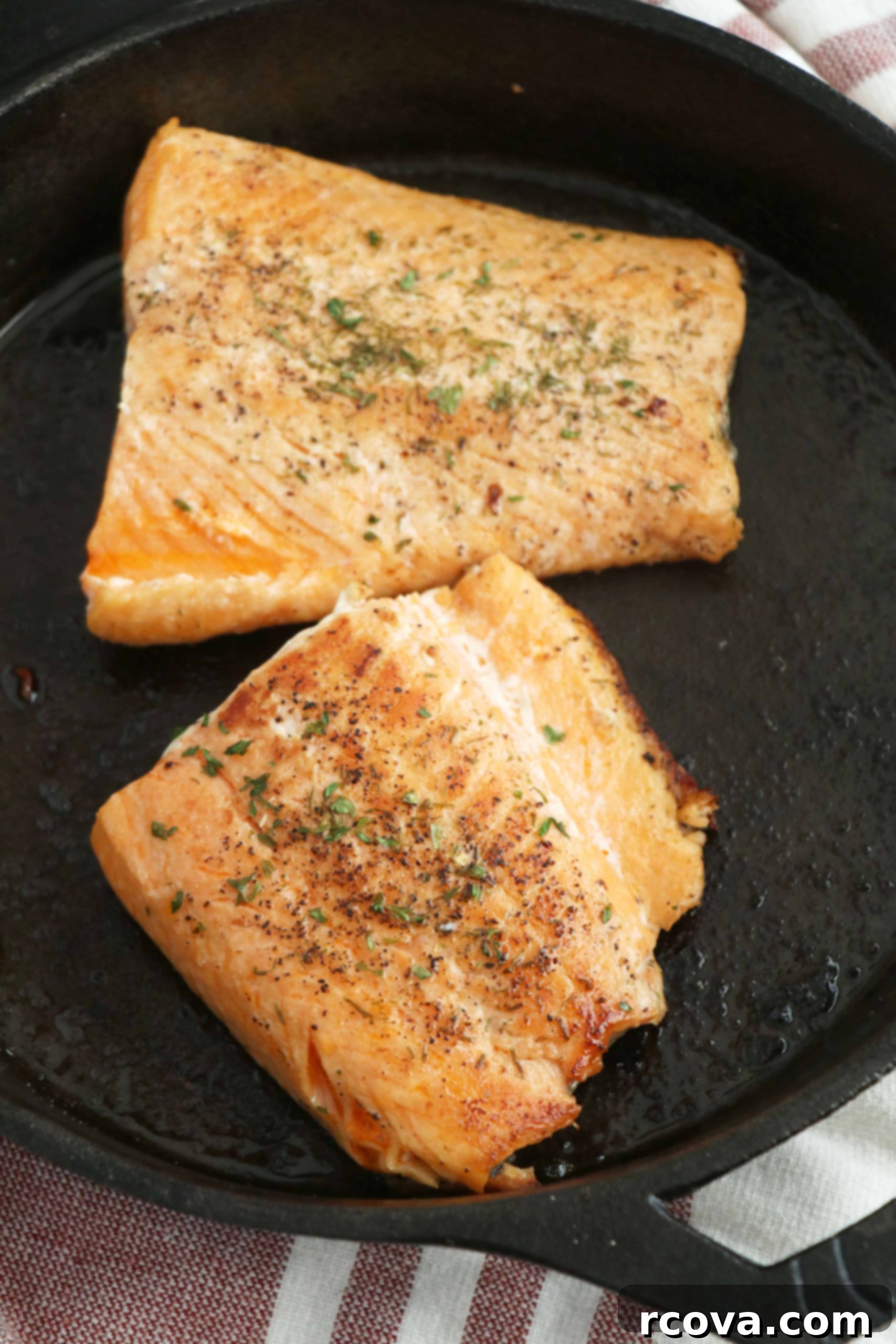 Seaside Salmon BLT Medley 3 Close-up of perfectly cooked salmon fillet, ready to be added to the salad.