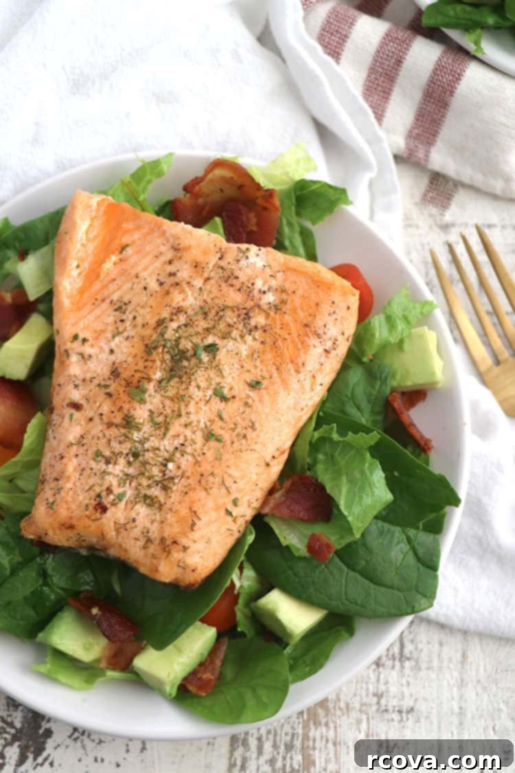 Seaside Salmon BLT Medley 5 Another angle of the vibrant Salmon BLT Salad, highlighting the colorful components.