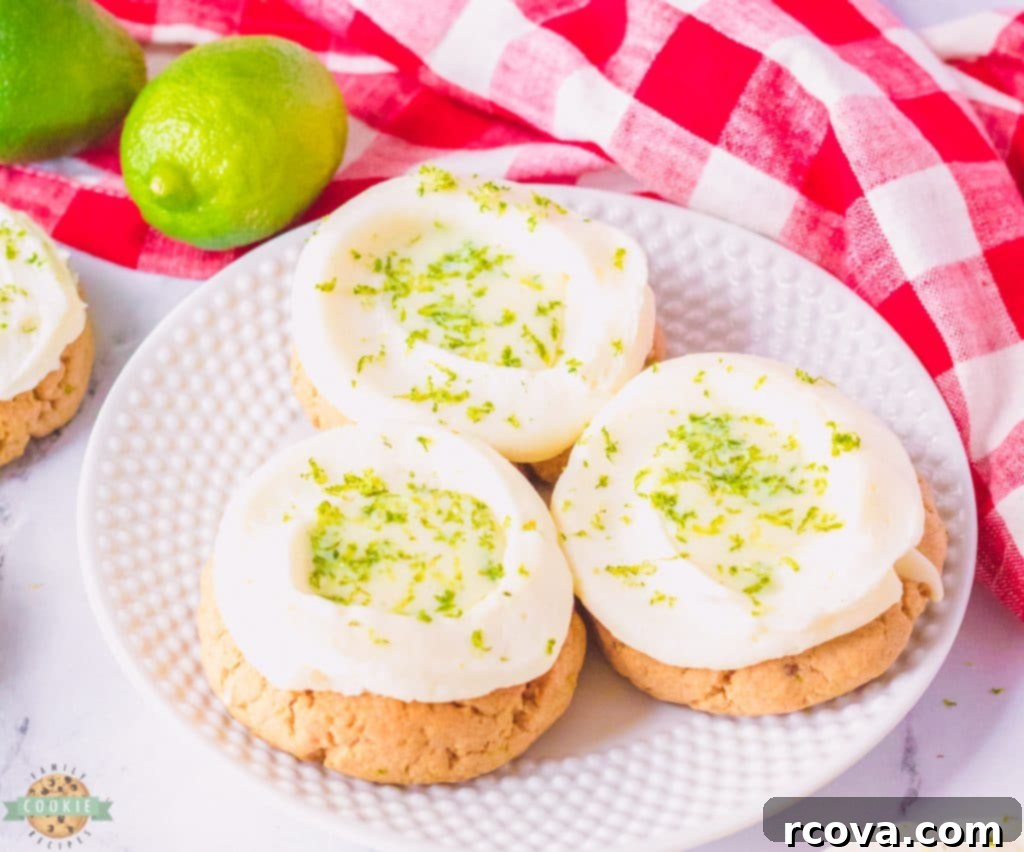 Key Lime Pie Cookie Delights 5 homemade lime cream pie cookies artfully arranged