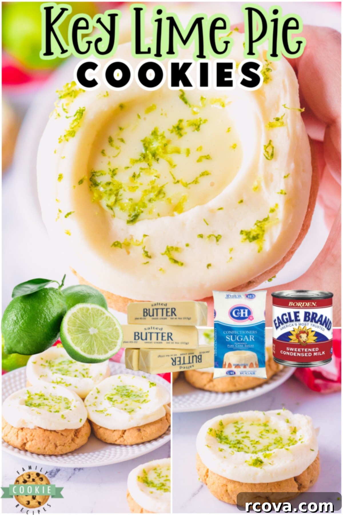 Key Lime Pie Cookie Delights 7 Key lime pie cookies made with a sugar cookie base & topped with key lime filling and a lime buttercream! Tangy, sweet lime cookies that are perfect for summer.