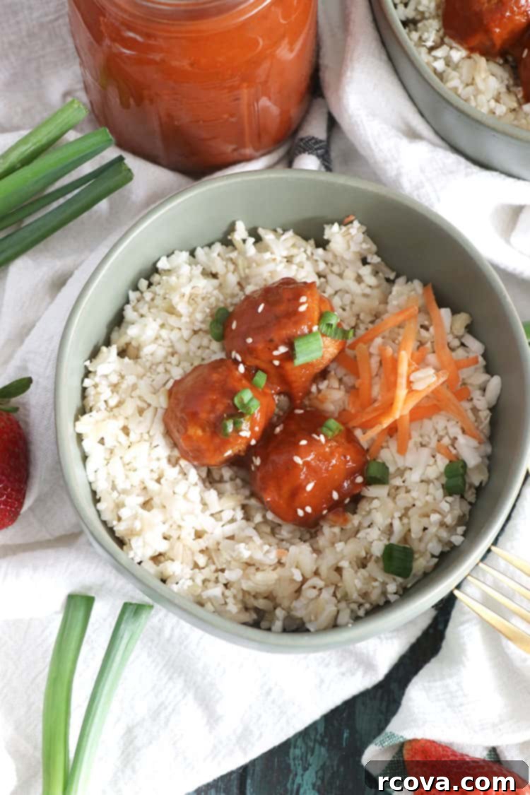 Sweet and Smoky Strawberry Chipotle Meatballs 2 Strawberry Chipotle BBQ Glazed Meatballs served over rice