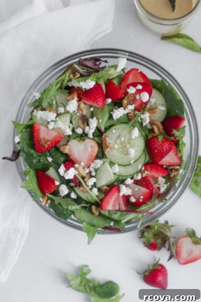 Sweet and Zesty Strawberry Spring Salad with Sugar-Free Dijon 2 strawberry spring salad with goat cheese and homemade dressing