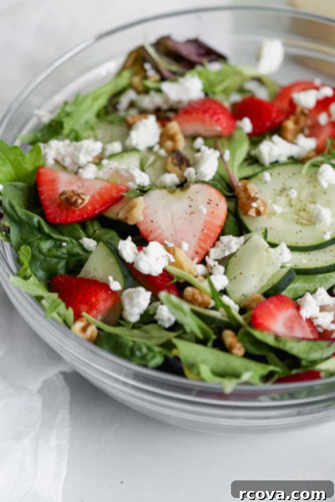 Sweet and Zesty Strawberry Spring Salad with Sugar-Free Dijon 3 strawberry spring salad with goat cheese and fresh ingredients