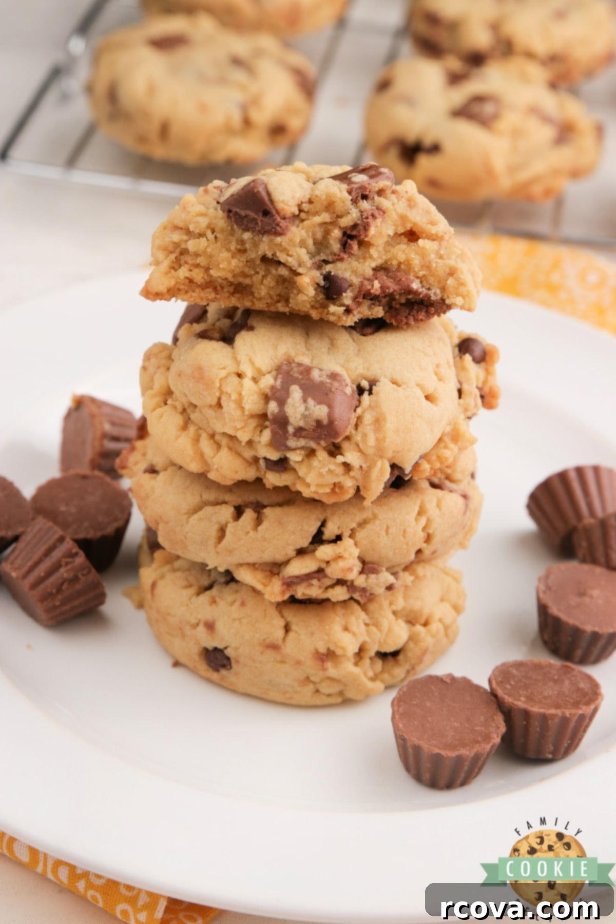 REESE'S PEANUT BUTTER BANANA COOKIES 8 Reese's Peanut Butter Banana Cookies made with Reese's peanut butter cups, chocolate chips, peanut butter and banana pudding mix. Best flavor combination all together in one delicious cookie recipe!