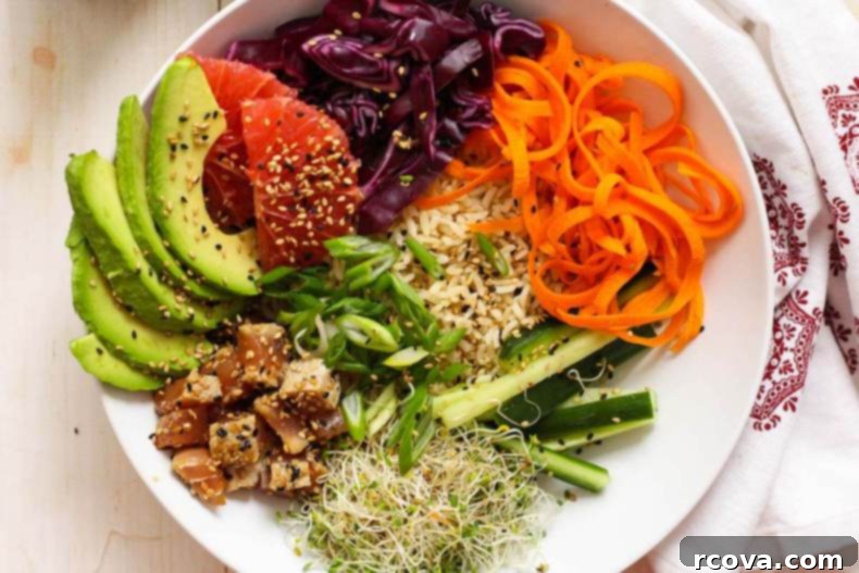 Simple Tuna Steak Poke Bowls 4 Seared Tuna Steak Poke Bowl with Fresh Ingredients