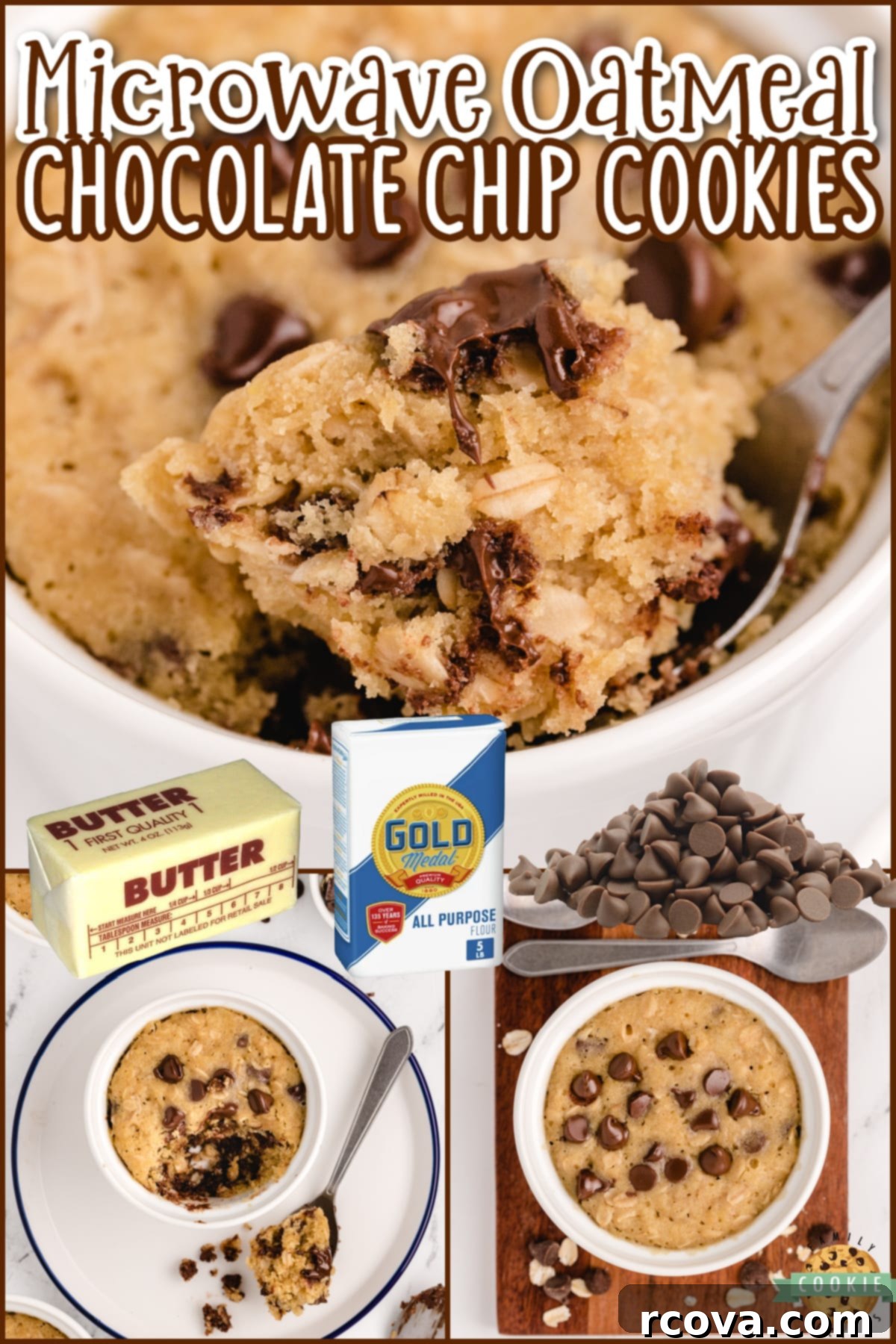 Easy Microwave Oatmeal Chocolate Chip Cookies 6 A collection of soft, chewy, and delicious Microwave Oatmeal Chocolate Chip Cookies, highlighting their quick preparation and perfect single-serving size.
