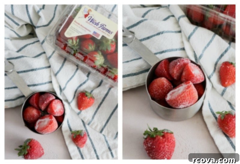 Strawberry Thyme Chevre Pockets 3 Close-up of fresh Florida strawberries in a bowl, ready for freezing.
