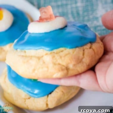 Poolside Cookie Bliss 8 Pool Party Creamsicle Cookies with a gummy bear