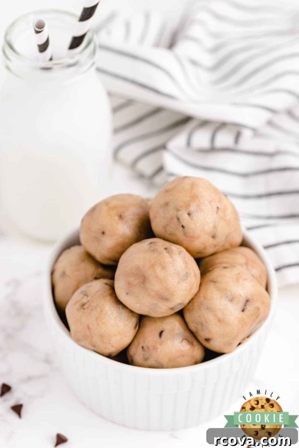 Guilt-Free Chocolate Chip Cookie Dough 8 Balls of chocolate chip cookie dough