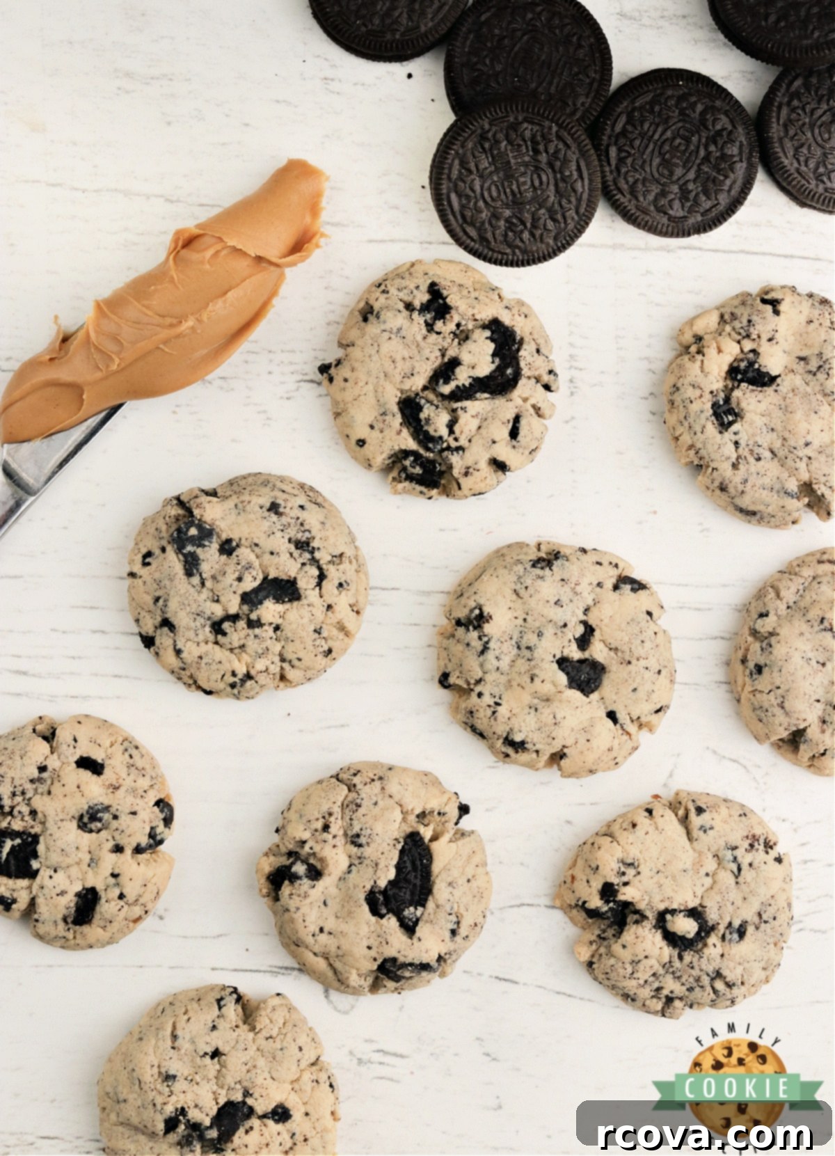 Decadent Oreo Peanut Butter Cookies 3 Cookies and cream cookies with peanut butter