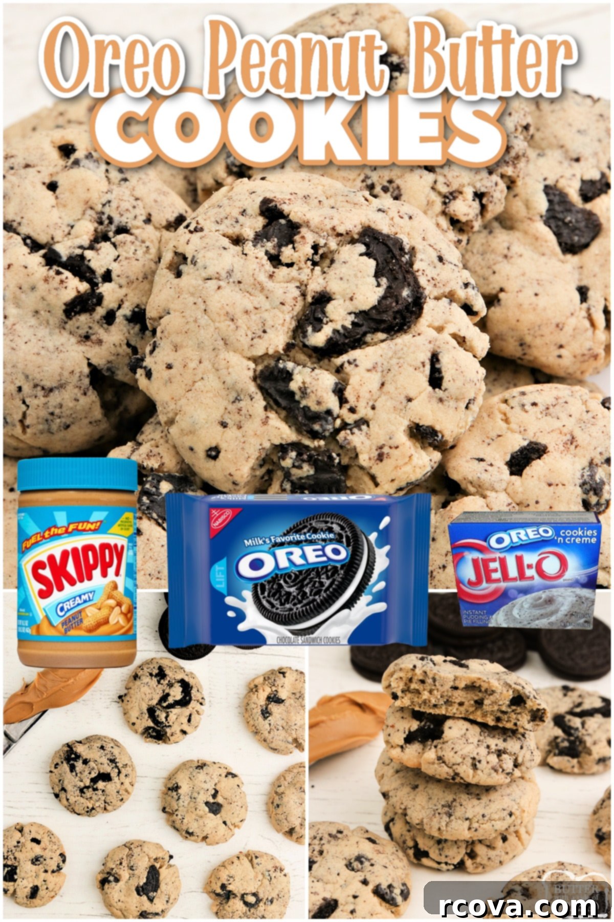 Decadent Oreo Peanut Butter Cookies 6 Oreo Peanut Butter Cookies are soft and chewy peanut butter cookies made with Oreo pudding mix and crushed Oreo cookies.