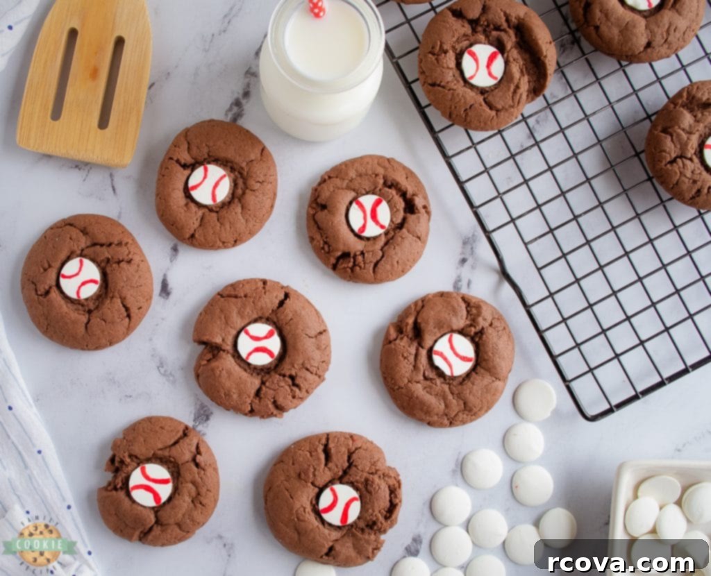 Home Run Chocolate Baseball Cookies 4 chocolate baseball cookies