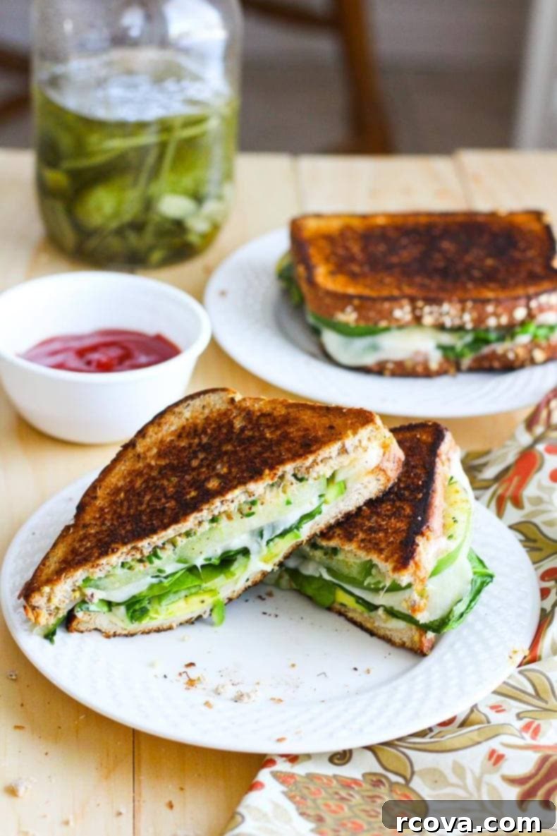 Green Goddess Melt 2 Green Goddess Grilled Cheese Sandwich with fresh ingredients
