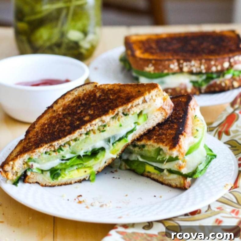 Green Goddess Melt 8 Green Goddess Grilled Cheese Sandwich plated with a side