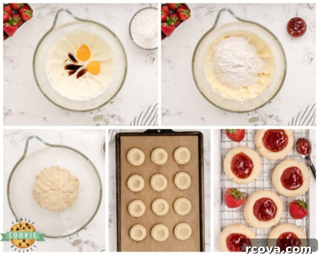 Strawberry Thumbprint Cookies: A Sweet and Simple Classic 5 Step-by-step image showcasing how to make strawberry thumbprint cookies