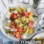Fire Kissed Corn and Tomato Caprese 6 charred corn caprese salad