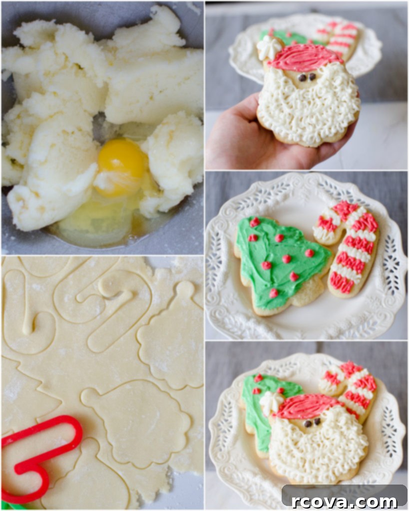 Classic Christmas Sugar Cookie Recipe 5 Close-up of a beautifully decorated Christmas sugar cookie with intricate white frosting and red sprinkles.