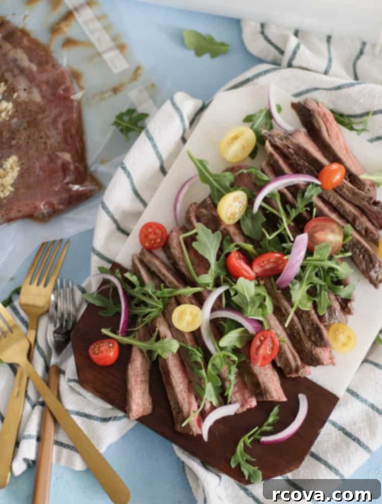 Tender Sous-Vide Flank Steak Whole30 Keto Paleo 4 Perfectly cooked Sous-Vide Flank Steak, ready for carving
