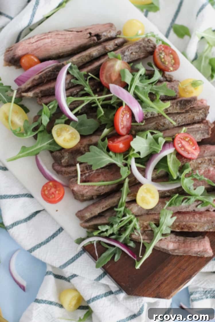 Tender Sous-Vide Flank Steak Whole30 Keto Paleo 5 Close-up of juicy, tender Sous-Vide Flank Steak slices