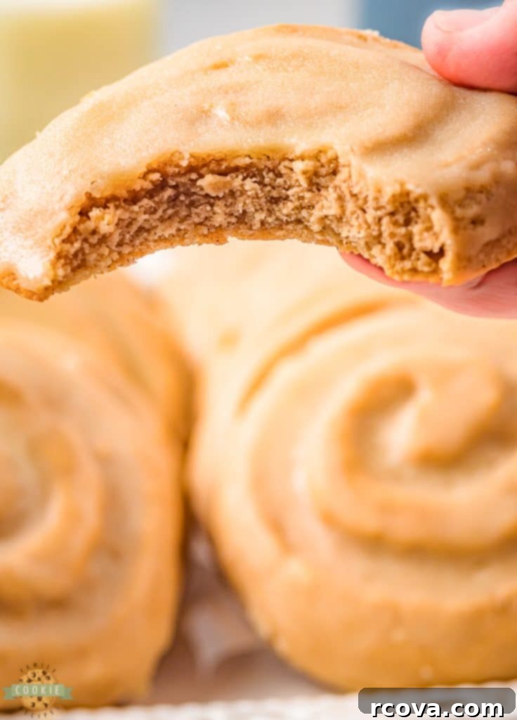 Honey Cinnamon Swirl Cookies 4 bite of honey bun cookies