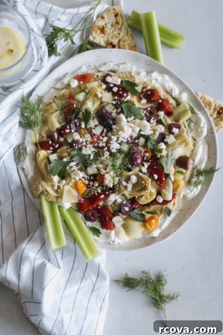 Vibrant Greek Hummus Stack with Creamy Yogurt 2 layered greek hummus dip with yogurt