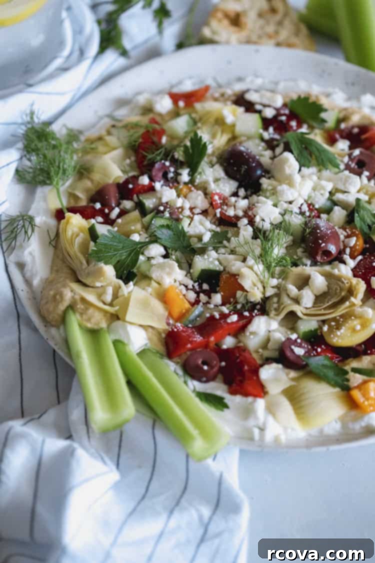 Vibrant Greek Hummus Stack with Creamy Yogurt 4 layered greek hummus dip with yogurt